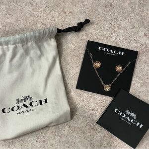 Coach Gold/Rose Gold Floral necklace and earrings